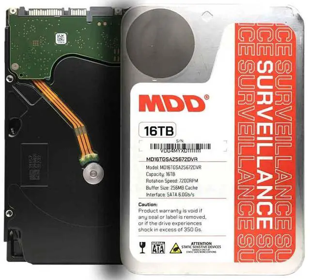 Main image of MDD (MDD16TSATA25672DVR) 16TB 7200 RPM 256MB Cache SATA 6.0Gb/s 3.5" Internal Surveillance Hard Drive - 3 Years Warranty