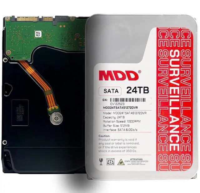 Main image of MDD 24TB 7200RPM 512MB Cache SATA 6.0Gb/s 3.5inch Internal Hard Drive for Surveillance Storage (MDD24TS51272DVR)- 5 Years Warranty