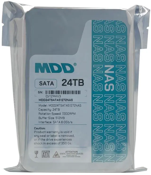 Alt view image 4 of 5 - MDD 24TB 7200 RPM 512MB Cache SATA 6.0Gb/s 3.5inch Internal Hard Drive for NAS Network Storage (MDD24TS51272NAS) - 5 Years Warranty