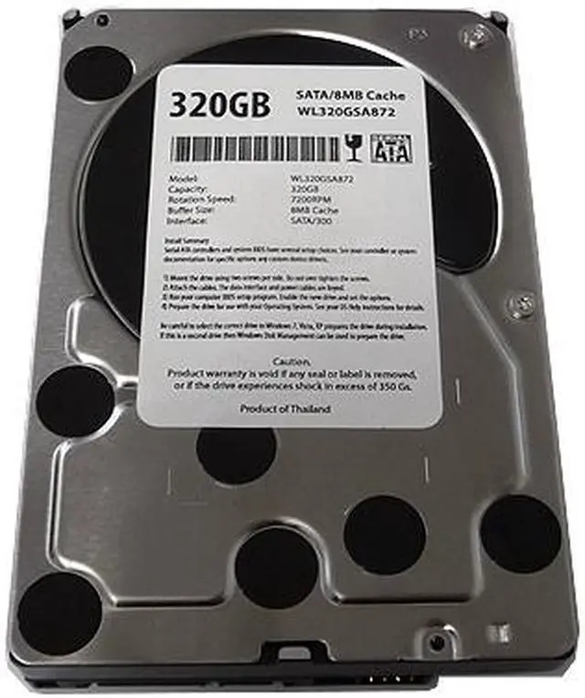 Alt view image 2 of 5 - WL 320GB 8MB Cache 7200RPM SATA2 3.5" Internal Desktop Hard Drive (For DELL, HP, Compaq, eMachine, IBM, Gateway) -1 Year Warranty