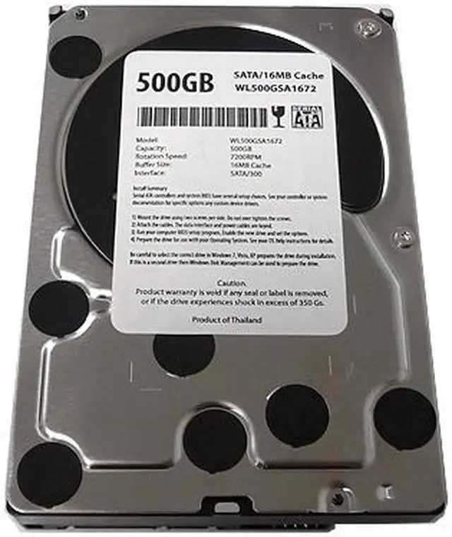Alt view image 3 of 5 - WL 500GB 16MB Cache 7200RPM SATA2 (3.0Gb/s) 3.5" Internal Desktop Hard Drive (For DVR, DELL, HP, Compaq, eMachine, IBM, Gateway) -1 Year Warranty