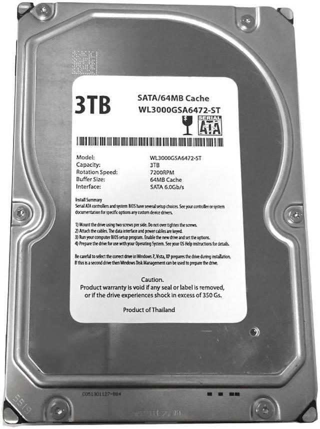 Alt view image 5 of 5 - WL 3TB 7200RPM 64MB Cache SATA 6.0Gb/s 3.5" Internal Desktop Hard Drive (For PC/Mac/DVR) w/1 Year Warranty