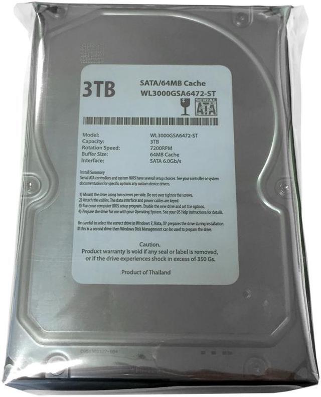 Alt view image 2 of 5 - WL 3TB 7200RPM 64MB Cache SATA 6.0Gb/s 3.5" Internal Desktop Hard Drive (For PC/Mac/DVR) w/1 Year Warranty