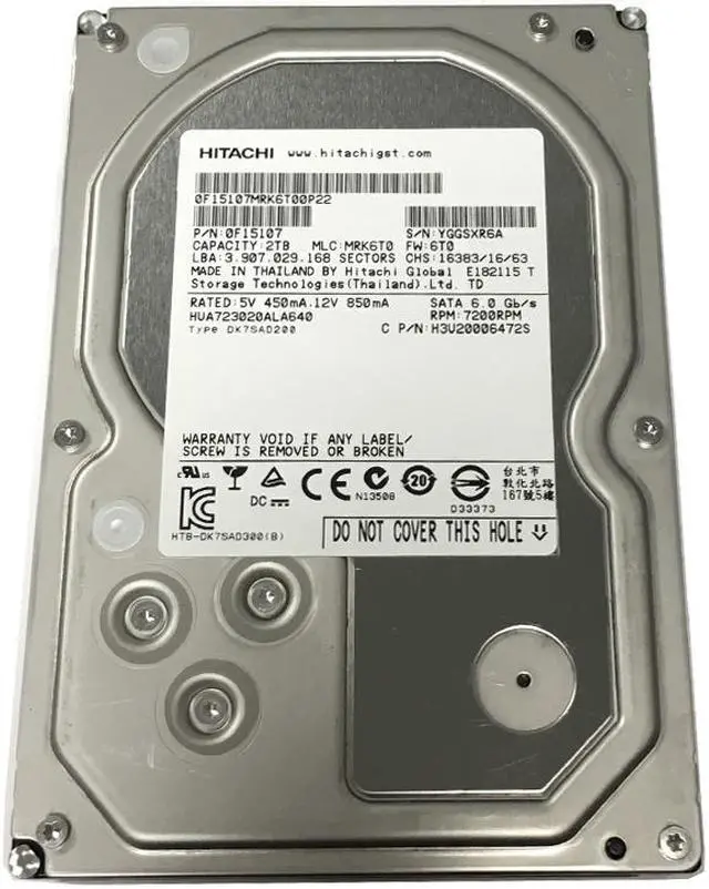 Alt view image 2 of 5 - Hitachi Ultrastar 7K3000 HUA723020ALA640 (0F12455) 2TB 7200RPM 64MB Cache SATA 6.0Gb/s 3.5" Internal Hard Drive (Enterprise Grade) - w/1 Year Warranty