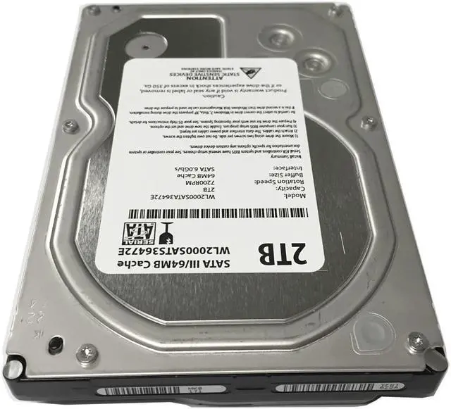 Alt view image 4 of 5 - WL 2TB (2 Terabyte) 64MB Cache 7200RPM SATA III (6.0Gb/s) Internal Desktop 3.5" Hard Drive - w/ 1 Year Warranty