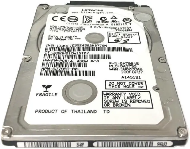 Alt view image 4 of 5 - Hitachi GST Travelstar Z7K320 HTS723225A7A364 (0A78742) 250GB 7200 RPM 16MB Cache SATA 3.0Gb/s 2.5" Internal Notebook Hard Drive Bare Drive