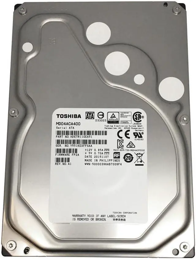 Alt view image 4 of 8 - TOSHIBA MD04ACA400 4TB 7200 RPM 128MB Cache SATA 6.0Gb/s 3.5" Internal Hard Drive