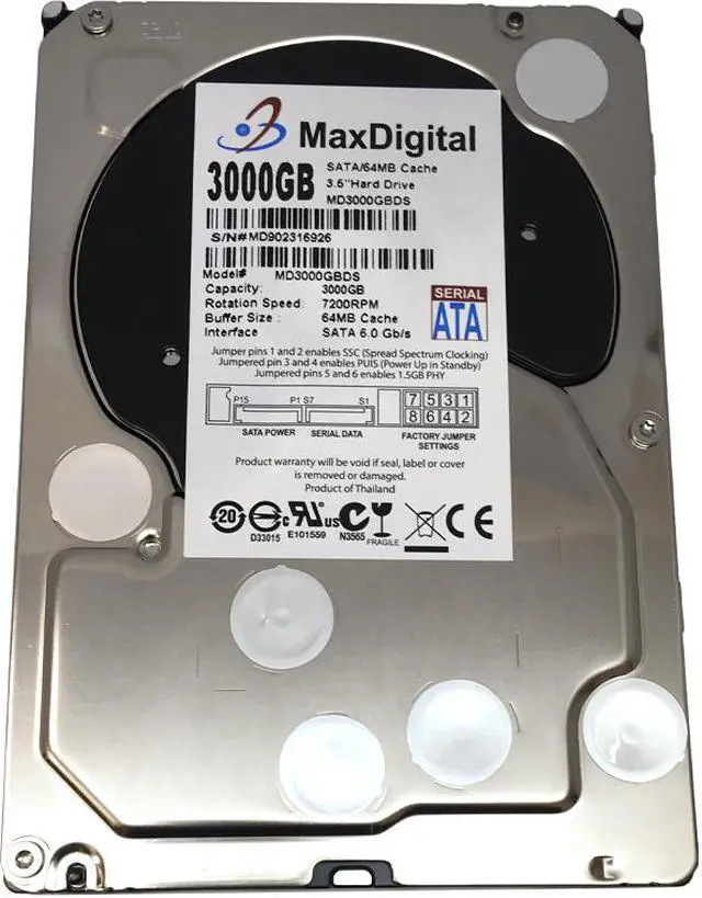 Alt view image 4 of 5 - MaxDigital 3TB 7200RPM 64MB Cache SATA III 6.0Gb/s (Surveillance CCTV DVR Storage) 3.5" Internal Hard Drive w/2 Year Warranty