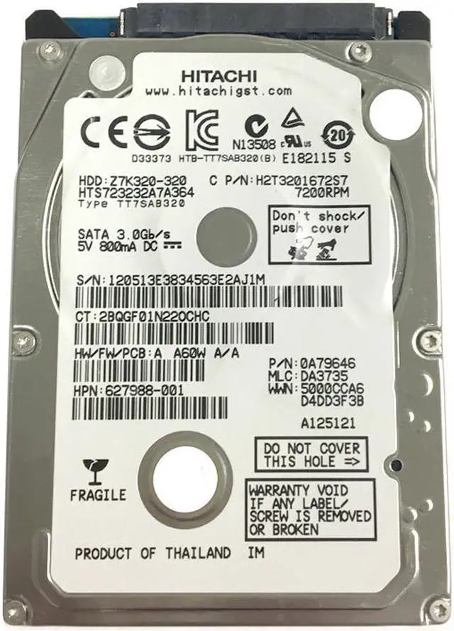 Alt view image 2 of 5 - Hitachi Travelstar Z7K320 HTS723232A7A364 320GB 7200 RPM 16MB Cache SATA 3.0Gb/s 2.5" Internal Notebook Hard Drive - w/1 Year Warranty