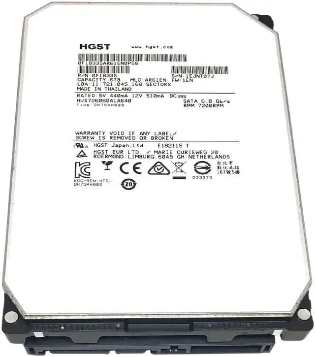 Alt view image 2 of 5 - HGST Ultrastar HE6 HUS726060ALA640 (0F18335) 6TB 7200RPM 64MB Cache SATA 6.0Gb/s 3.5" Enterprise Hard Drive