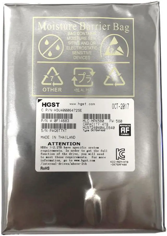 Alt view image 2 of 5 - HGST Ultrastar 7K4000 HUS724040ALE640 (0F14683) 4TB 64MB Cache 7200RPM SATA 6.0Gb/s 3.5" Internal Enterprise Hard Drive
