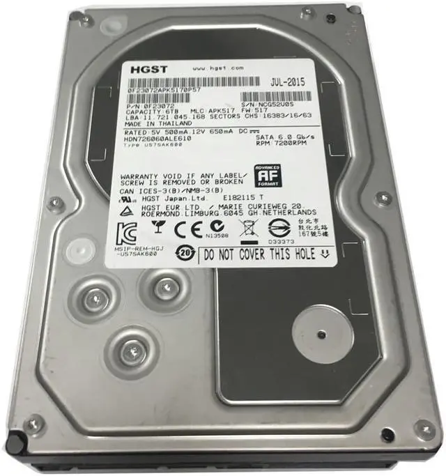 Alt view image 5 of 5 - HGST Deskstar HDN726060ALE610 (0F23072) 6TB 7200RPM 128MB Cache SATA 6.0Gb/s 3.5" NAS Hard Drive