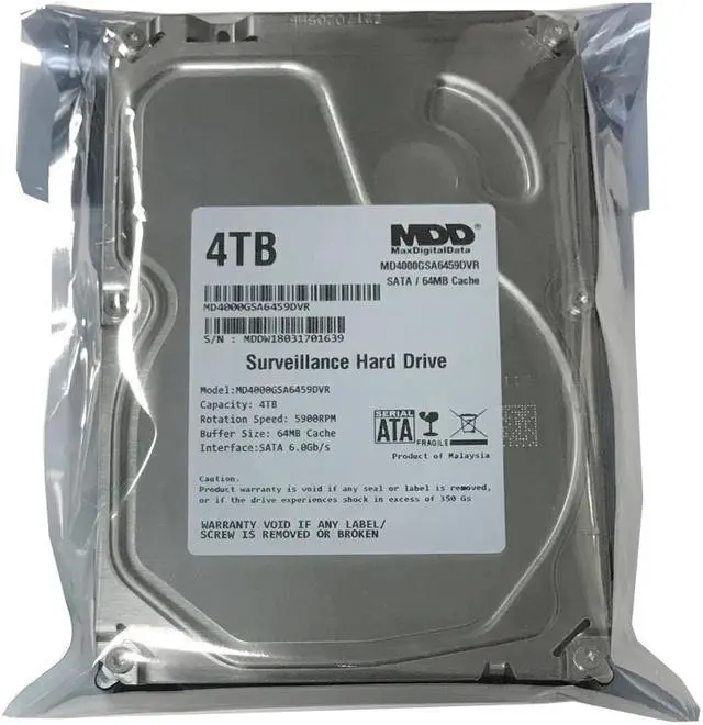 Alt view image 4 of 4 - MaxDigitalData 4TB 64MB Cache 5900PM SATA 6.0Gb/s 3.5" Internal Surveillance CCTV DVR Hard Drive (MD4000GSA6459DVR) - w/ 2 Year Warranty