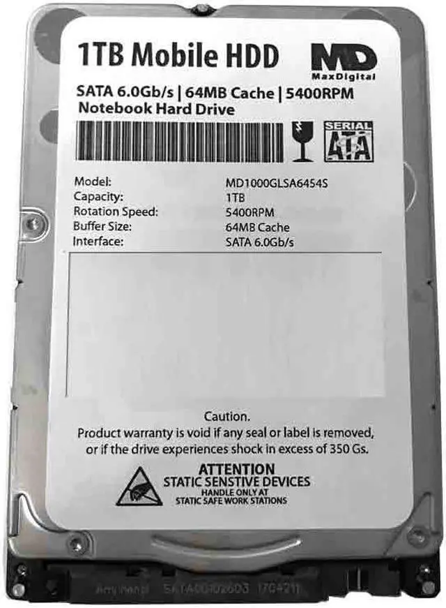 Alt view image 3 of 5 - MaxDigital 1TB 5400RPM 64MB Cache (7mm) SATA 6.0Gb/s 2.5" Mobile HDD / Notebook Hard Drive - 2 Year Warranty