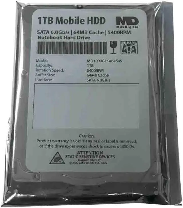 Alt view image 2 of 5 - MaxDigital 1TB 5400RPM 64MB Cache (7mm) SATA 6.0Gb/s 2.5" Mobile HDD / Notebook Hard Drive - 2 Year Warranty