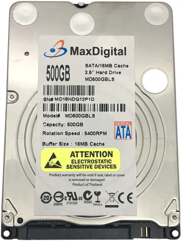 Alt view image 6 of 6 - MaxDigital 500GB 5400RPM 16MB Cache SATA 6Gb/s 7mm 2.5in Notebook / Mobile Hard Drive