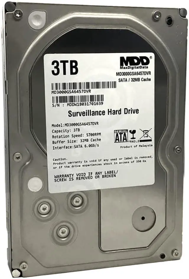 Alt view image 5 of 5 - MaxDigitalData 3TB 32MB Cache 5700PM SATA 6.0Gb/s 3.5" Internal Surveillance CCTV DVR Hard Drive (MD3000GSA3257DVR) - 2 Year Warranty