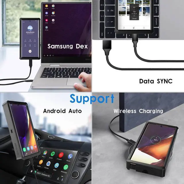 Alt view image 4 of 7 - ZEROLEMON Galaxy Note 20 Ultra Battery Case 10000mAh, Fast Charging & Qi Wireless & Samsung Dex Supported, ZeroShock Extended Battery Charger Protective Case for Galaxy Note 20 Ultra 5G - Black