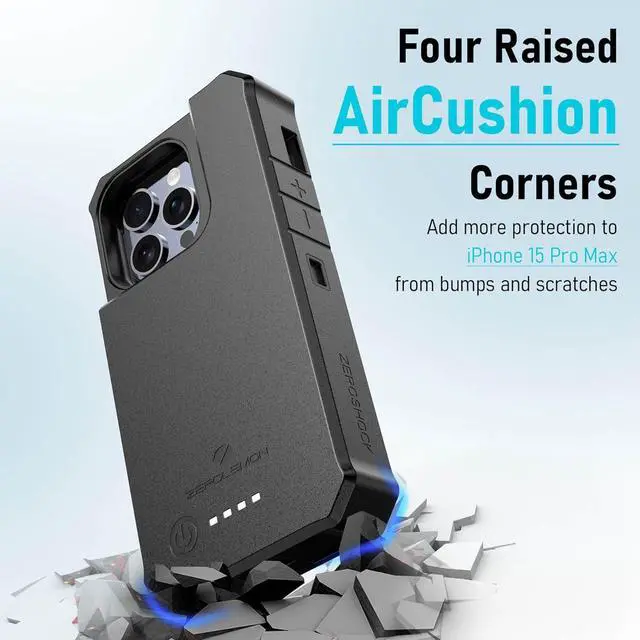 Alt view image 4 of 7 - ZEROLEMON Battery Case for iPhone 15 Pro Max, 10000mAh with 18W Fast Phone Charging Power, RuggedJuicer Extended Battery Charger with Cover for iPhone 15 Pro Max - Black