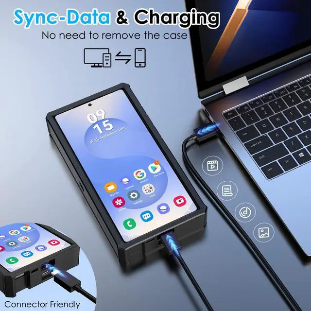 Alt view image 4 of 7 - ZEROLEMON Galaxy S25 Ultra Wireless Charging Battery Case 10000mA| Android Auto Supported | 2 Charging Methods |ZeroShock Extended Charger Case Cover for Samsung S25 Ultra