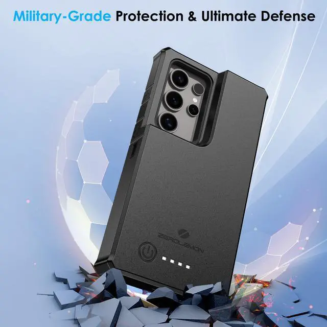 Alt view image 7 of 7 - ZEROLEMON Galaxy S25 Ultra Wireless Charging Battery Case 10000mA| Android Auto Supported | 2 Charging Methods |ZeroShock Extended Charger Case Cover for Samsung S25 Ultra