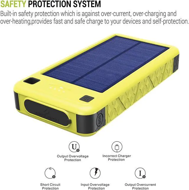 Alt view image 6 of 6 - ZeroLemon SolarJuice 20000mAh Solar Charge External Battery Power Bank with Total 3A Output, Dual USB Output