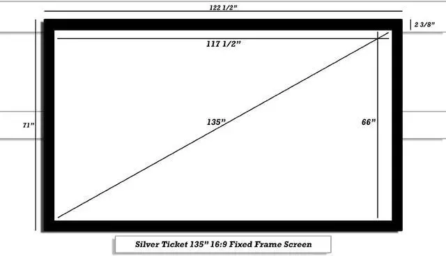 Alt view image 2 of 7 - STR-169135 Silver Ticket 135" Diagonal 16:9 HDTV (6 Piece Fixed Frame) Projector Screen White Material