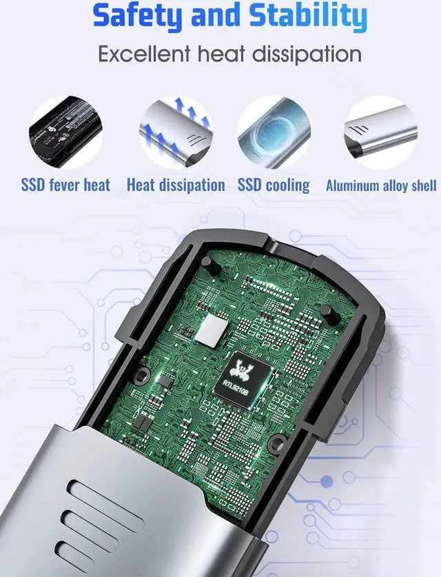 Alt view image 6 of 7 - M.2 NVME NGFF SSD Enclosure Tool-Free USB C 3.1 Gen 2 10 Gbps M.2 SATA PCIe Enclosure Adapter Support M-Key B+M-Key External Solid State Drive Support UASP Trim for SSD Size 2230/2242/2260/228
