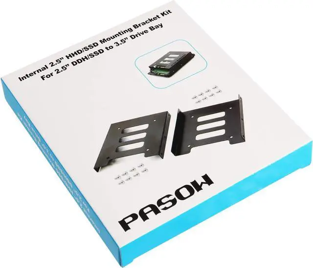 Alt view image 7 of 7 - Pasow 2 Pack 2.5 to 3.5 SSD HDD Hard Disk Drive Bays Holder Metal Mounting Bracket Adapter for PC (Bracket)