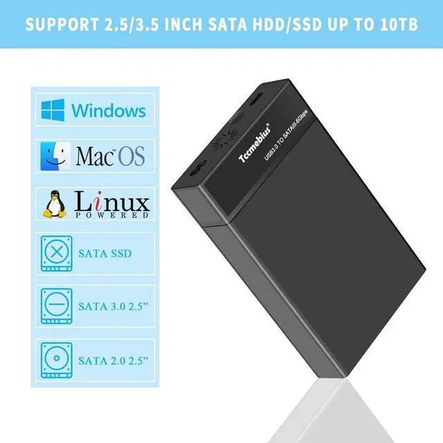 Alt view image 3 of 7 - Tccmebius External Hard Drive Enclosure USB 3.0 to SATA Docking Station for 2.5/3.5 Inch SATA I/II/III HDD SSD, Up to 10TB, Support UASP & Automatic Sleep Function, Tool-Free (TCC-S8)