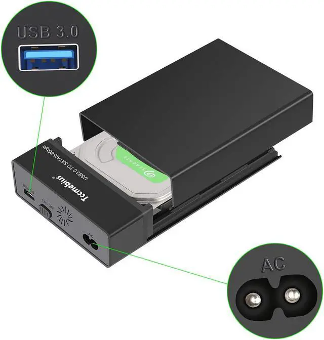 Alt view image 4 of 7 - Tccmebius External Hard Drive Enclosure USB 3.0 to SATA Docking Station for 2.5/3.5 Inch SATA I/II/III HDD SSD, Up to 10TB, Support UASP & Automatic Sleep Function, Tool-Free (TCC-S8)