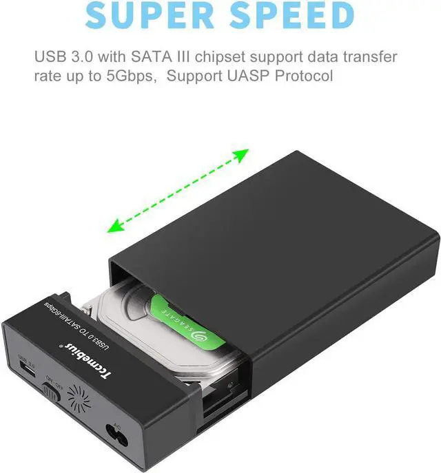 Alt view image 2 of 7 - Tccmebius External Hard Drive Enclosure USB 3.0 to SATA Docking Station for 2.5/3.5 Inch SATA I/II/III HDD SSD, Up to 10TB, Support UASP & Automatic Sleep Function, Tool-Free (TCC-S8)