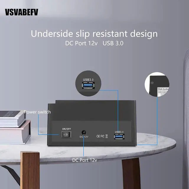 Alt view image 2 of 7 - VSVABEFV HDD Docking Station Hard Drive Enclosure 2.5"/3.5" USB 3.0 to 2 SATA Ports 1 IDE Port External HDD Hard Drive Card Reader USB3.0 Hub with OTB/OTC Offline