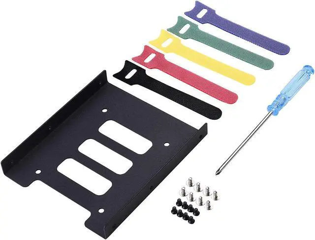 Alt view image 6 of 7 - 2.5 to 3.5 Adapter -SSD Mounting Bracket Kit 2.5 to 3.5 Drive Bay Metal Adapter Mounting Bracket Hard Drive Holder with 5pcs Reusable Cord Organizer