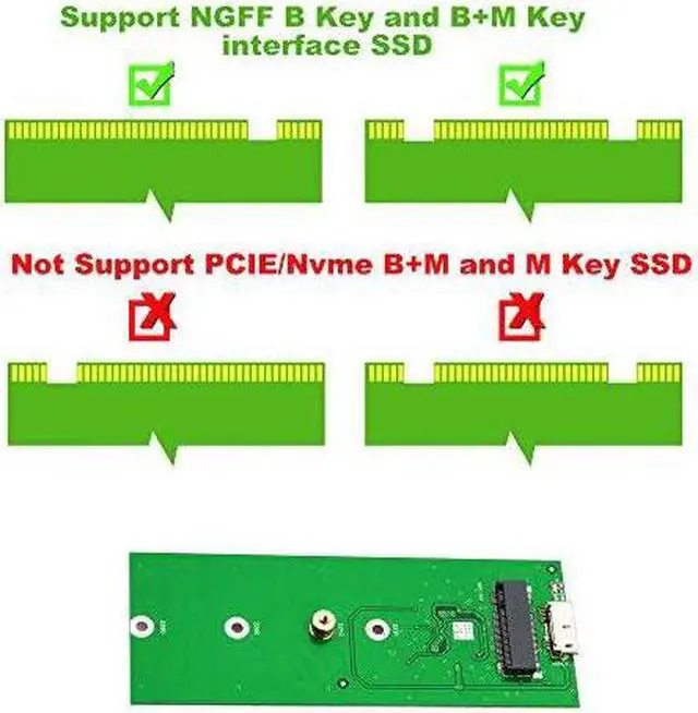Alt view image 5 of 7 - M.2 SATA SSD to USB 3.0 External SSD Reader Converter Adapter Enclosure with UASP Support NGFF M.2 2280 2260 2242 2230 SSD with Key B/Key B+M