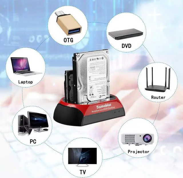 Alt view image 6 of 7 - Hard Drive Docking Station TCC-S867-US USB 2.0 to 2.5 3.5 Inch SATA IDE Dual Slots External HDD Enclosure for 2.5 3.5 IDE SATA I/II/III HDD SSD