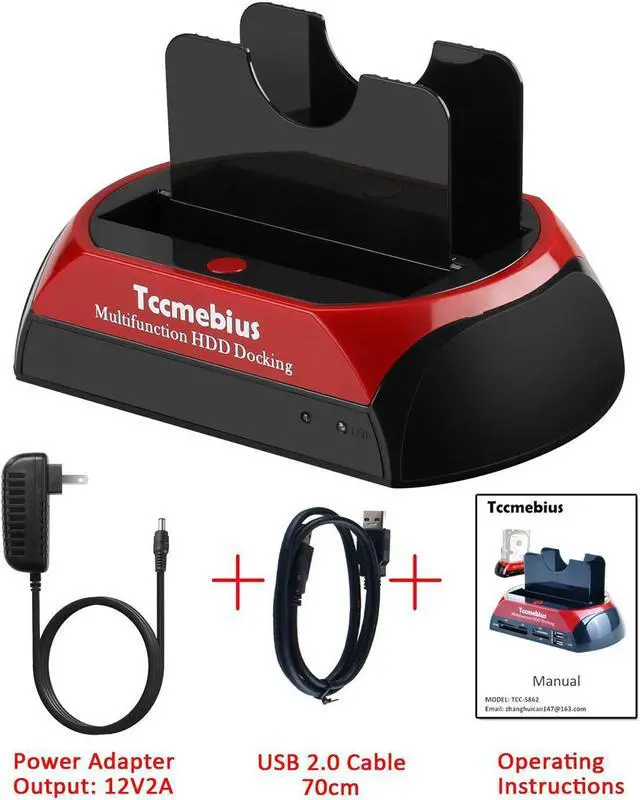 Alt view image 7 of 7 - Hard Drive Docking Station TCC-S867-US USB 2.0 to 2.5 3.5 Inch SATA IDE Dual Slots External HDD Enclosure for 2.5 3.5 IDE SATA I/II/III HDD SSD
