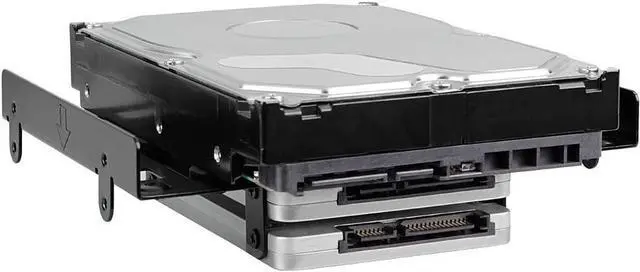 Alt view image 4 of 7 - 5.25 to 3.5 Drive Bay Adapter HDD SSD Mounting Bracket 5.25 inch to 2.5 or 3.5 Inch Internal Hard Disk Drive Mounting Kit with Screws and Shock Absorption Rubber Washer- Black