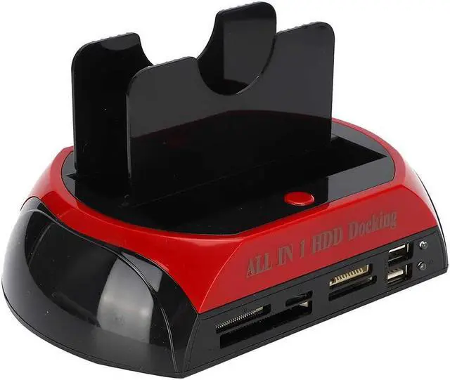 Alt view image 2 of 7 - 2.5" / 3.5" SATA IDE HDD Docking Station, 2.5"/3.5" Dual Hard Disk Drive External Dock USB 2.0 Hub US Plug Enclosure Converter with Power Adapter Support 32G Memory Card T Flash/MICR