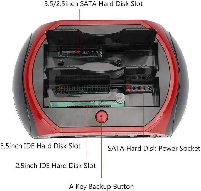 Alt view image 3 of 6 - Hard Drive Enclosure, 2.5"/3.5" Dual SATA IDE HDD Docking Station Hard Disk Drive Card Reader Dock