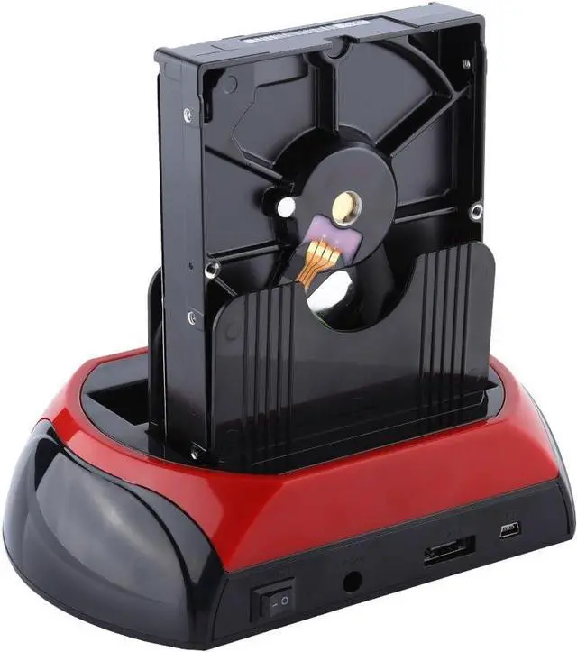 Alt view image 4 of 7 - 2.5" / 3.5" SATA IDE HDD Docking Station, 2.5"/3.5" Dual Hard Disk Drive External Dock USB 2.0 Hub US Plug Enclosure Converter with Power Adapter Support 32G Memory Card T Flash/MICR