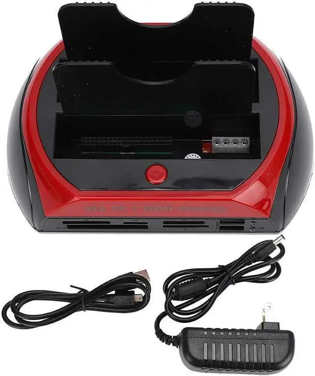 Alt view image 7 of 7 - Dual SATA IDE HDD Docking Station, 2.5 3.5 HDD Docking Station Enclosure, with Card Reader and USB 2.0 Hub, for Windows, MAC, Linux