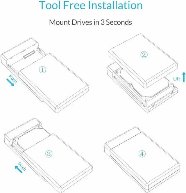 Alt view image 7 of 7 - JFUYJK Hard Drive Enclosure SATA to USB3.0 External Hard Drive Docking Station for 2.5 3.5 Inch HDD SSD Support UASP 18TB Drives