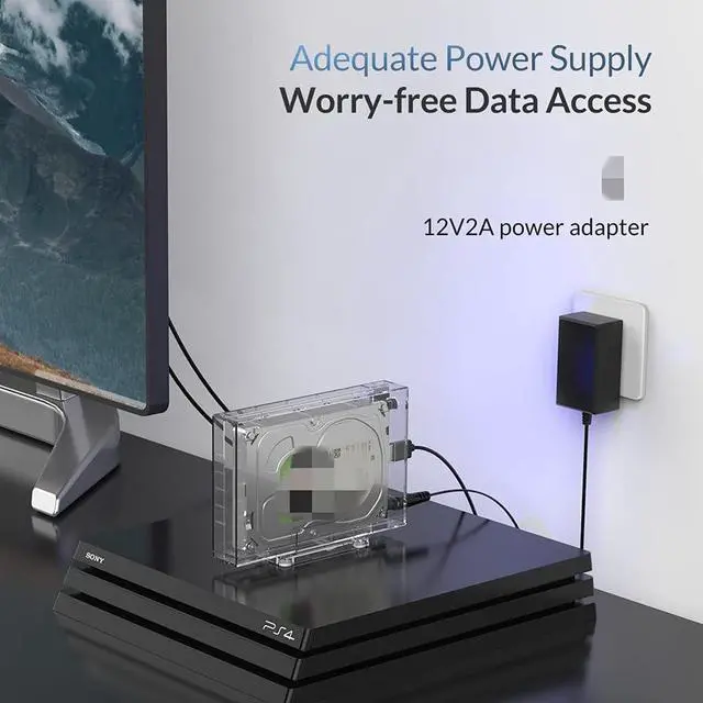 Alt view image 4 of 6 - WUDILU Transparent 3.5 HDD Enclosure for 2.5/3.5'' SSD HDD Box Hard Disk Case SATA to USB3.0 HDD Docking Station Support 16TB