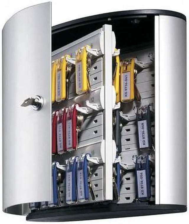 Alt view image 11 of 20 - Durable Locking Key Cabinet 54-Key Brushed Aluminum Silver 11 3/4 x 4 5/8 x 11