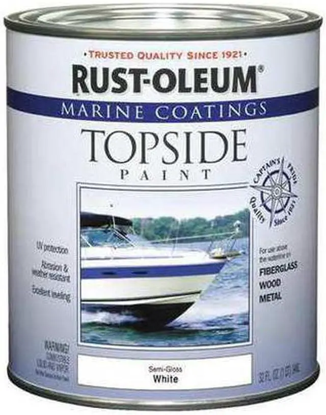 Alt view image 2 of 2 - RUST-OLEUM 207000 1 Qt. Semi-Gloss White Topside Paint
