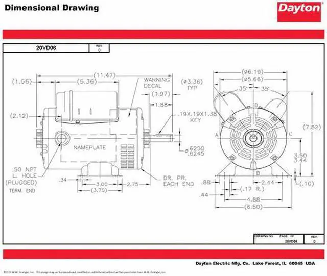 Alt view image 5 of 6 - DAYTON 103874.00 Capacitor-Start/Run General Purpose Motor, 1/2 hp HP,