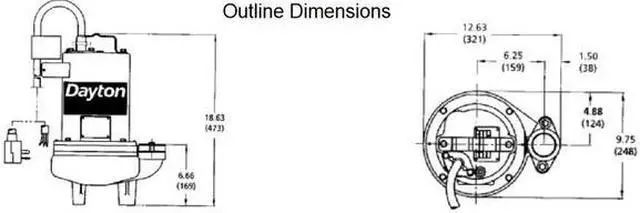 Alt view image 4 of 6 - DAYTON 4LE20 1 HP 2" Manual Submersible Sewage Pump 230V