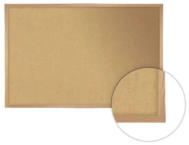 Alt view image 8 of 11 - Ghent 1434-1 Natural Cork Bulletin Board with Wood Frame - 46.5" x 36" - Tan Surface, Oak Finished Wood Frame