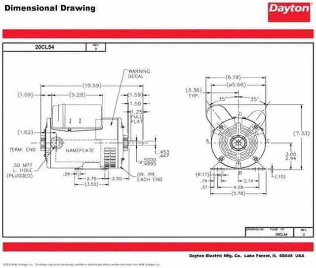 Alt view image 5 of 8 - DAYTON 103806.00 Capacitor-Start/Run General Purpose Motor, 1/2 hp HP,